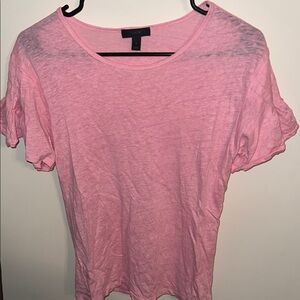 J. Crew Pink Flutter Sleeve Ruffled T-Shirt